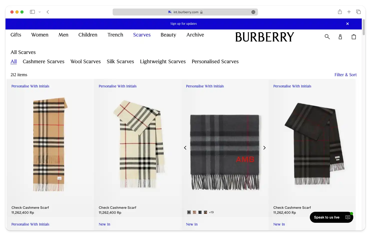 contoh ecommers website burberry com