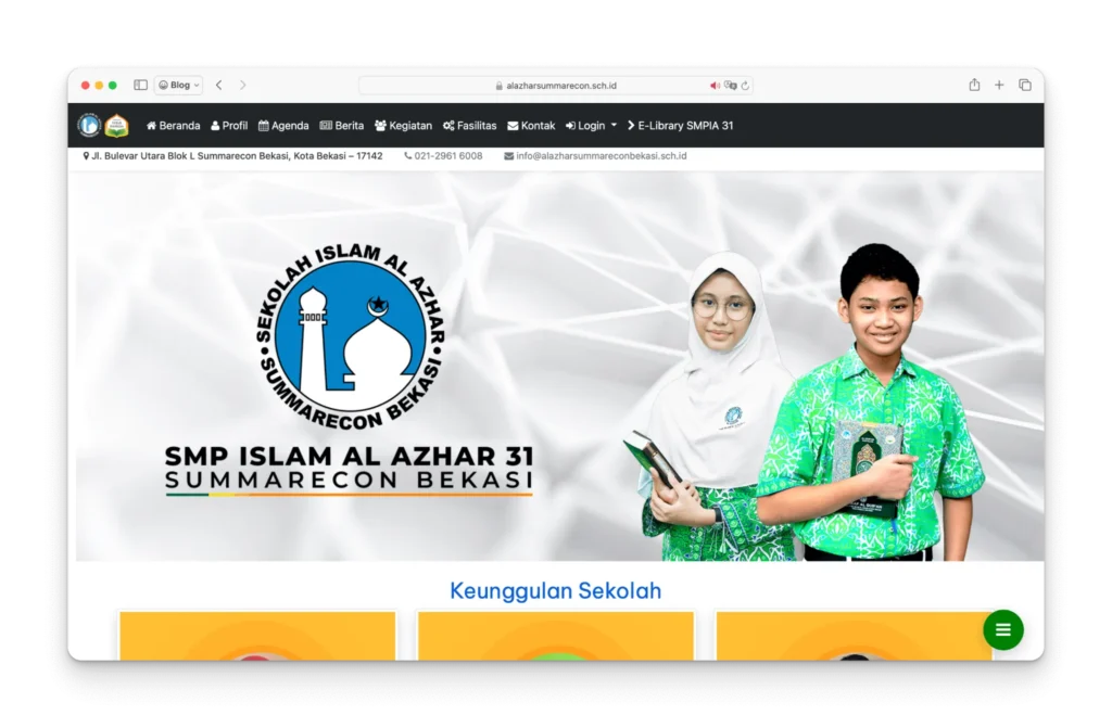 contoh website sekolah dari al azhar