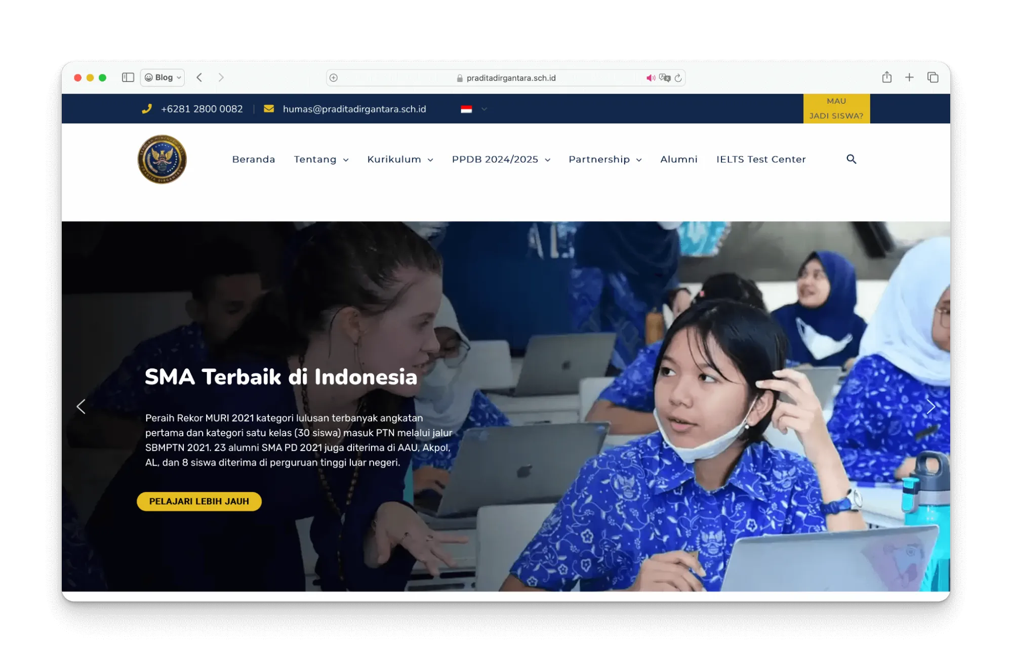 contoh website sekolah praditadirgantara