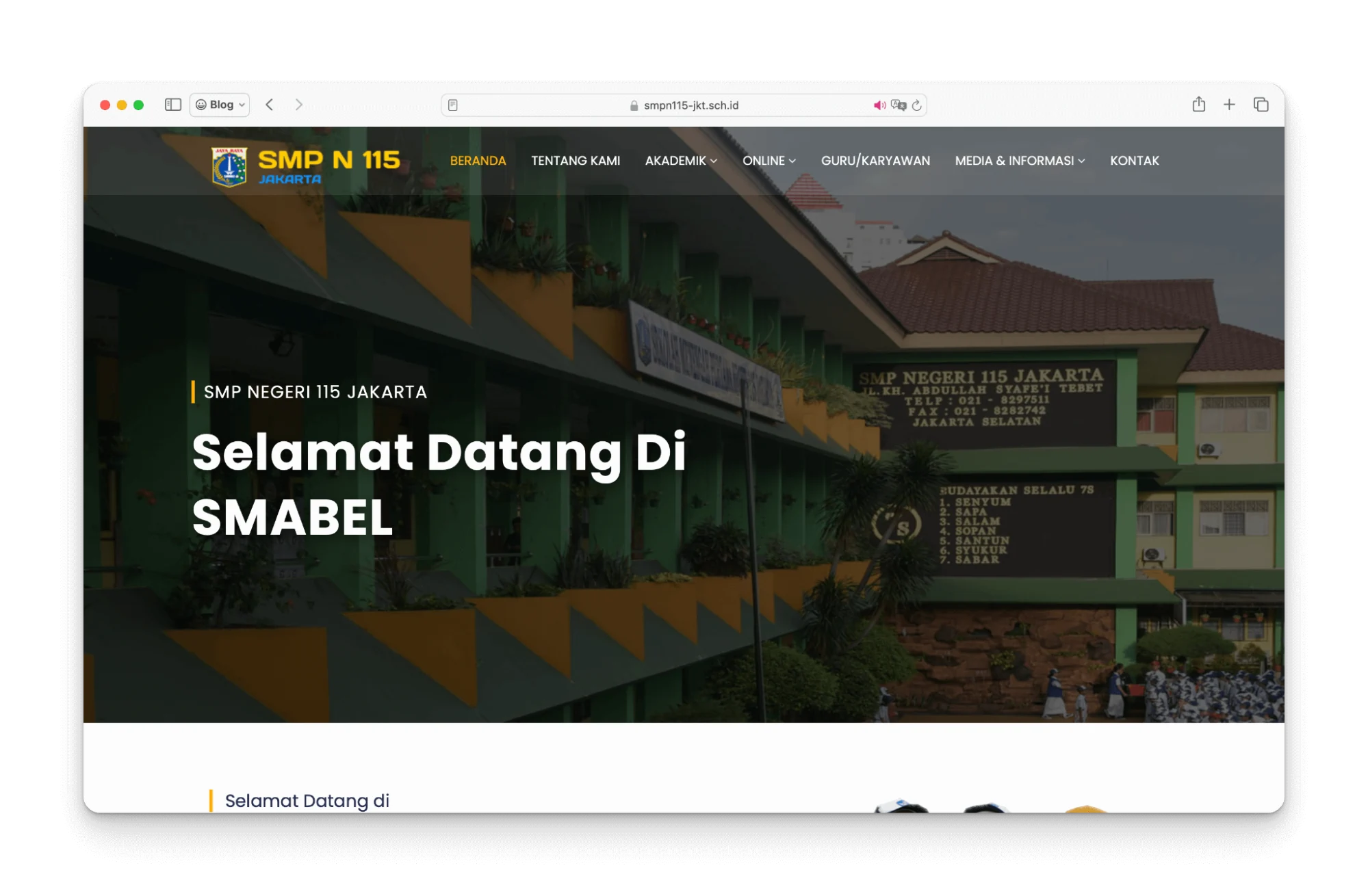 contoh website sekolah smp di jakarta