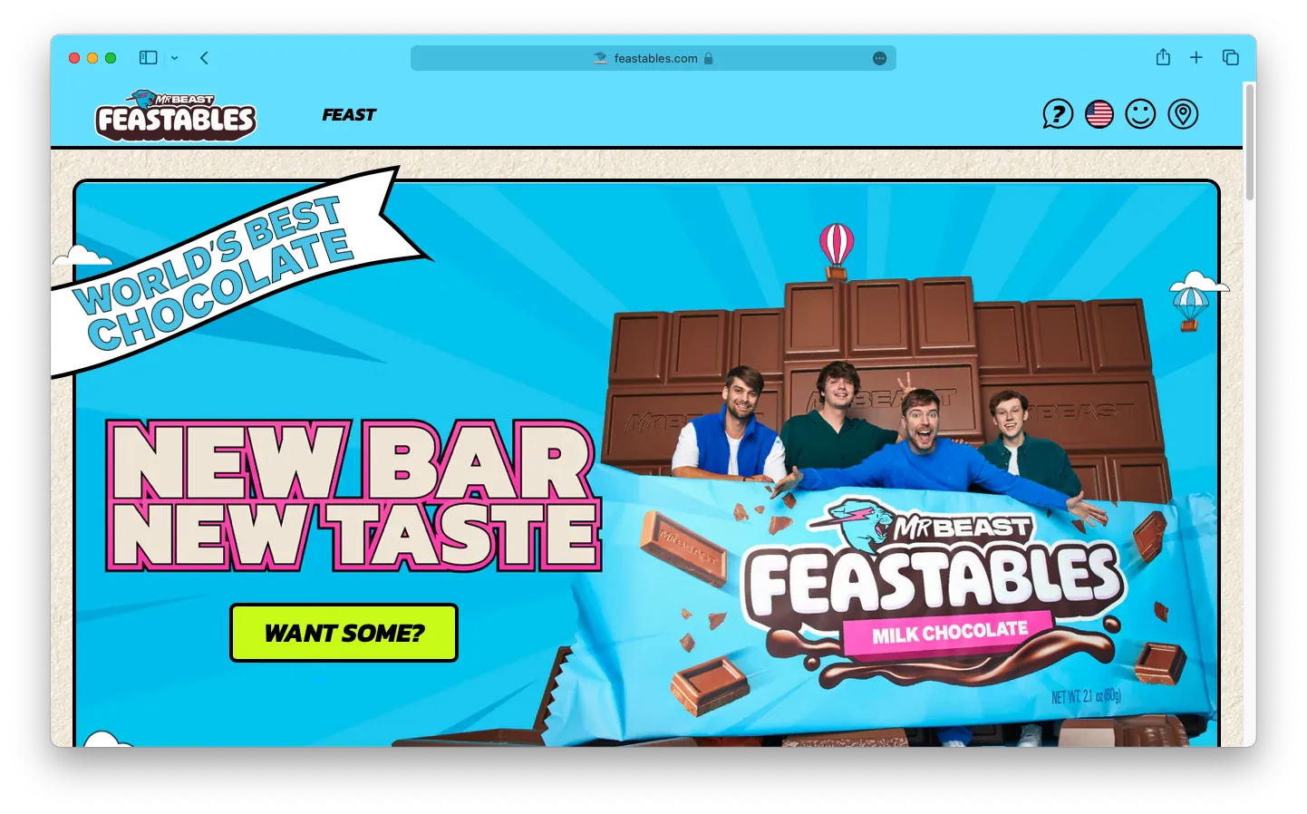 contoh website Feastables untuk toko online