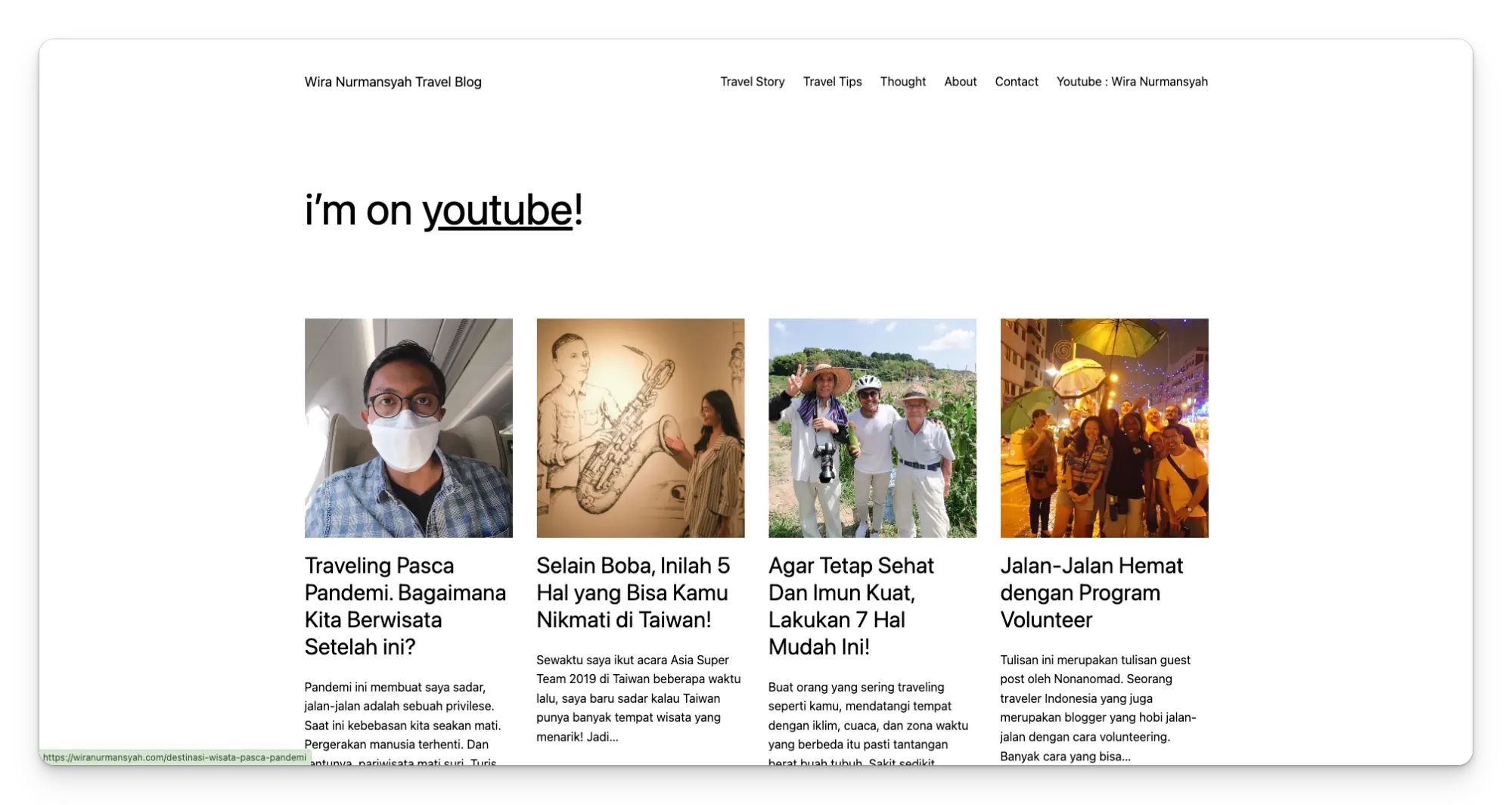 contoh website pribadi dari seorang youtuber